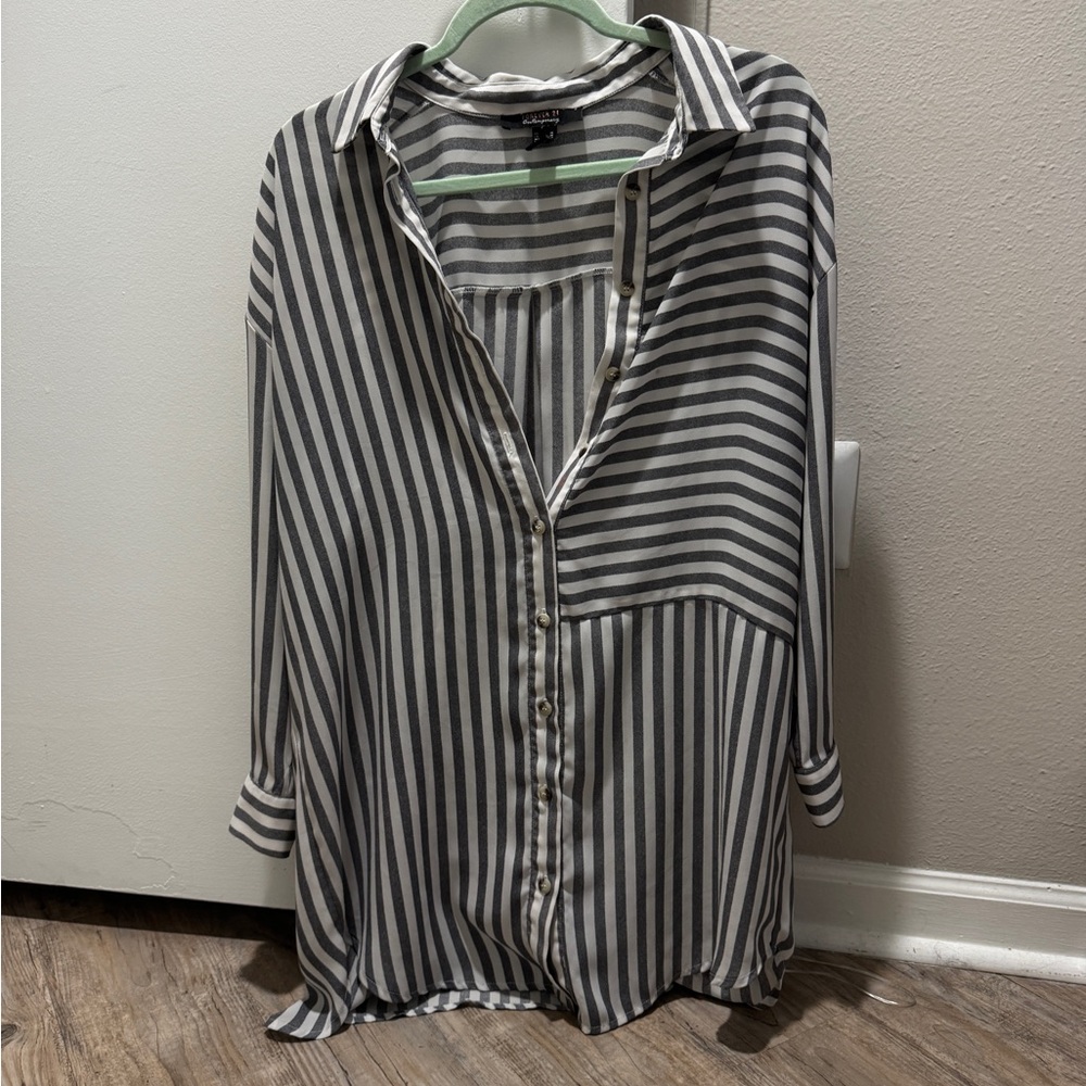 Gray Striped Women's Blouse